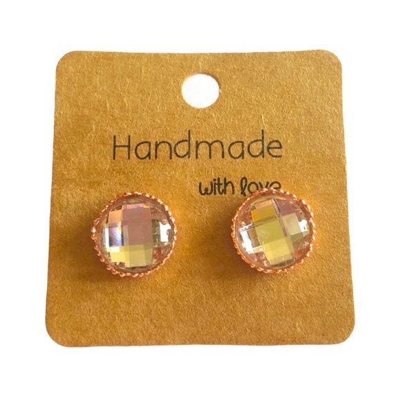 gallery_of_gems Jewelry - Clear Rhinestone Rose Gold Crown Stud Earrings!